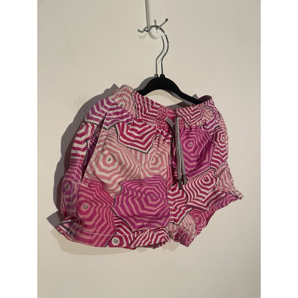 Vilebrequin Pink & White Geometric Kids Swim Trunks